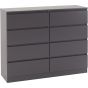 Grey Chest of Drawers - MALDEN Large Chest 8 Drawers Double Chest