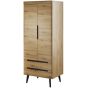Serie 2 Door Wardrobe Oak Artisan with Black Decor Legs
