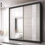Malta-32 Sliding Mirror Door Wardrobe 233cm - Black Matt