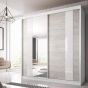 Malta-32 Sliding Mirror Door Wardrobe 233cm - White Matt