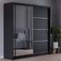 Broadland Sliding Door 203cm Wardrobe with Mirror - Black
