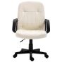 Swivel Executive Office Chair Home Office Mid Back PU Leather Computer Desk Chair for Adults with Arm, Wheels, Cream