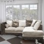 SERENE Crushed Velvet 4 Seater L Shaped - Right Hand Facing Corner Sofa - Brown and Mink