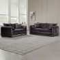 RIVINGTON Chenille Fabric 3  and 2 Seater Scatterback Sofa Set - Black