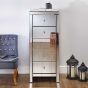 Silver Chest of Drawers - SUTTON Tallboy Large Chest 5 Drawers Mirrored