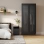 Wardrobe - STOR 2 Door Wardrobe Black 85cm
