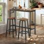 Bar Table Set - VERRA Kitchen Table with 2 Bar Stools - Brown Black