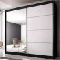 Malta-35 Sliding Mirror Door Wardrobe 183cm - Black Matt