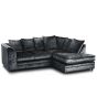 WILLA Crushed Velvet 4 Seater L Shaped - Right Hand Facing Corner Sofa - Black