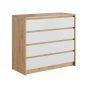 Oak Finish Chest of Drawers - XENIA Large Chest 4 Drawers
