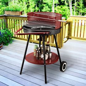 Charcoal BBQ Trolley Grill - Red