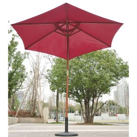 2.5m Wooden Parasol Umbrella - Red Wine or Coffee