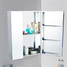 2-Door Stainless Steel Bathroom Wall Mirror Cabinet 