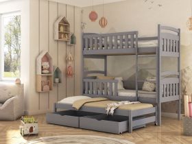 SALLY Wooden 2 Drawers Storage Double Bed with Trundle and Foam Mattress - Grey