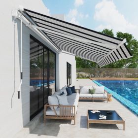 Retractable Manual Awning, 4x3m - Blue and White