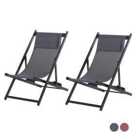 Aluminium Frame Set Of 2 Folding Deck Chairs - 2 Colours