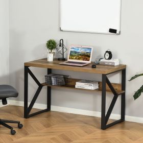 Writing Desk Computer Table Home Office PC Laptop Workstation Storage Shelf Black Brown Wood Effect