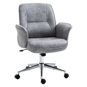 Vinsetto Swivel Ergonomic Office Chair Mid Back Desk Chair for Home Study Bedroom, Light Grey