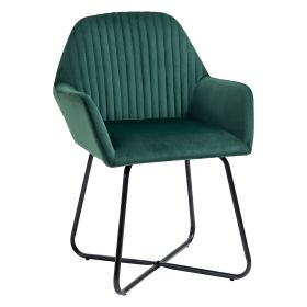Modern Arm Chair Upholstered Accent Chair with Metal Base for Living Room Green