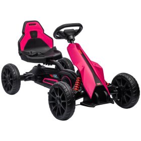Children Pedal Go Kart, Kids Ride on Racer w/ Adjustable Seat, Shock Absorption EVA Tyres, Handbrake, for Kids Aged 3-8 Years Old, Pink