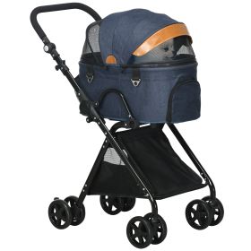 Oxford Cloth 2-in-1 Convertible Pet Stroller Pushchair Blue/Orange