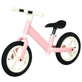 AIYAPLAY 12" Kids Balance Bike, No Pedal Training Bike for Children with Adjustable Seat, 360deg Rotation Handlebars - Pink