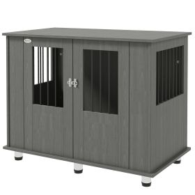 Dog Crate Table for Medium and Large Dogs with Magnetic Door for Indoor Use, 100 x 55 x 80 cm, Grey