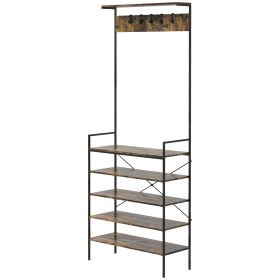 Kitchen Bakers Rack, Microwave Stand, Coffee Bar with 5 Shelves and 5 Hooks for Dining Room, Shoe Racks for Entryway