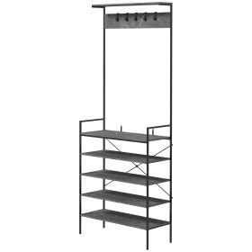 Kitchen Bakers Rack, Microwave Stand, Coffee Bar with 5 Shelves and 5 Hooks for Dining Room, Shoe Racks for Entryway