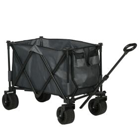 Folding Garden Trolley, Cargo Traile on Wheels, Collapsible Camping Trolley, Outdoor Utility Wagon, Dark Grey