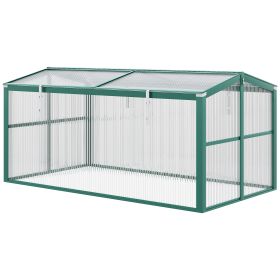 Aluminium Polycarbonate Greenhouse Cold Frame Grow House, Openable Top for Flowers and Vegetables, 130x70x61cm