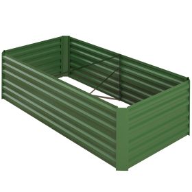 Raised Beds for Garden, Galvanised Steel Outdoor Planters with Multi-reinforced Rods, 180 x 90 x 59 cm, Green