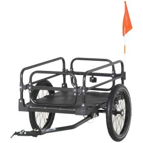Steel Bike Trailer with Triple Safety, Wagon Bicycle Trailer with Suspension, 2 Wheels Outdoor Storage Carrier, Black
