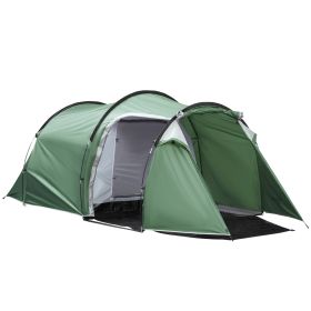 Tunnel Tent, 2-3 Person Camping Tent with Sewn-in Groundsheet, Air Vents, Rainfly, 2000mm Water Column, Green