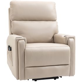 Lift Chair, Electric Riser and Recliner Chair with Vibration Massage, Heat, Cup Holders, Side Pockets, Beige