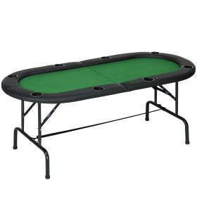 1.83m Foldable Poker Table W/Chip Trays, Drink Holders