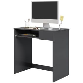 Compact Computer Desk with Keyboard Tray and Drawer, Study Desk, Writing Desk for Home Office, Grey