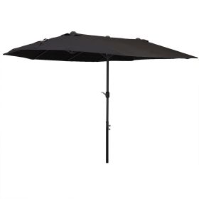 4.6m Double-Sided Patio Parasol Sun Umbrella-Black