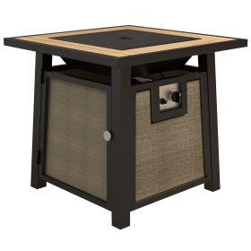 50,000 BTU Gas Fire Pit Table with Cover and Glass Beads, Brown