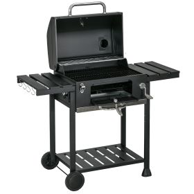 Adjustable Charcoal Pan BBQ, with Thermometer and Warming Rack