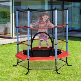 Mini Round Bouncer Kids Trampoline  Enclosure With Net Pad 55"