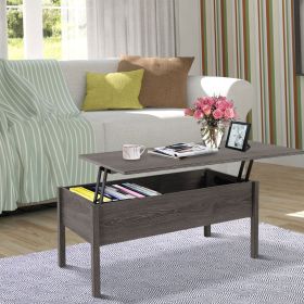 Stylish Top Lift Coffee Table with  Floating Extendable  Desk - Tan
