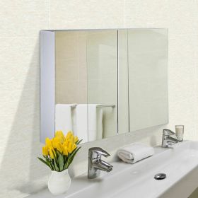 Wall Mounted MDF Frame Bathroom Cabinet With Mirror - White 