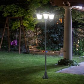 Optical Energy Efficient Garden Solar Lamp Posts With Base - Black