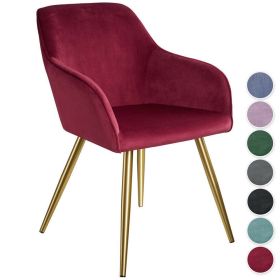 Elegant Velvet Look Padded Gold Legs Chair - 8 Colours