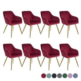 Elegant Velvet Look Gold Legs Tub Chair Set of 8 - 7 Colours