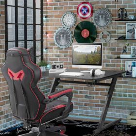 Steel Frame Gaming Desk Height Adjustable - Black