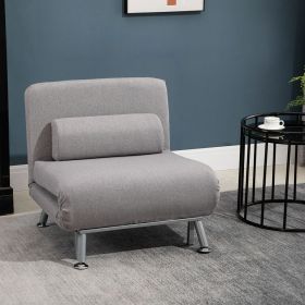 Convertible Folding Sofabed With Pillow - Grey