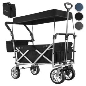 Garden Collapsible Pull Along Trolley With Roof and Removable Cover - 3 Colours