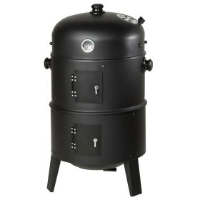 BBQ Smoker Charcoal Grill With Display Temperature 3 in 1